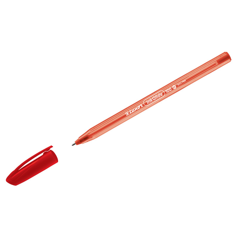 Ручка шариковая Luxor "InkGlide 100 Icy" красная, 0,7мм, трехгран.
