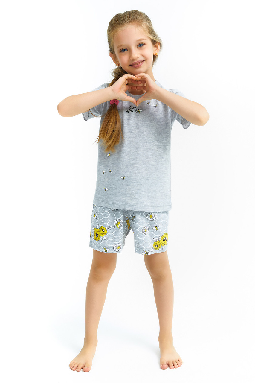 Пижама детская девичья* 2-3 / 92-98 см, Светло-серый - фото 1 - id-p99506510