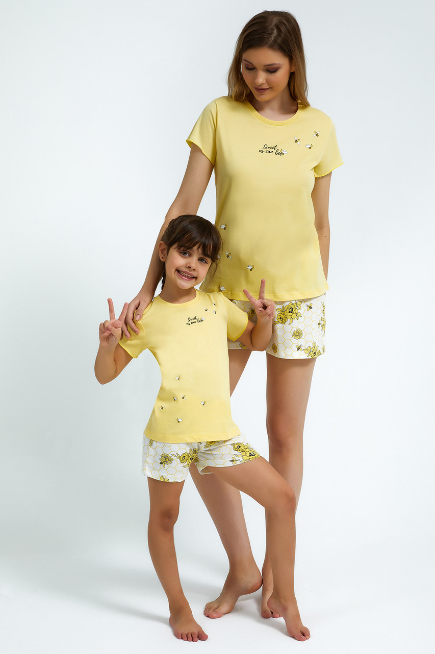 Пижама детская девичья 7-8 / 122-128 см, Желтый - фото 6 - id-p99506520