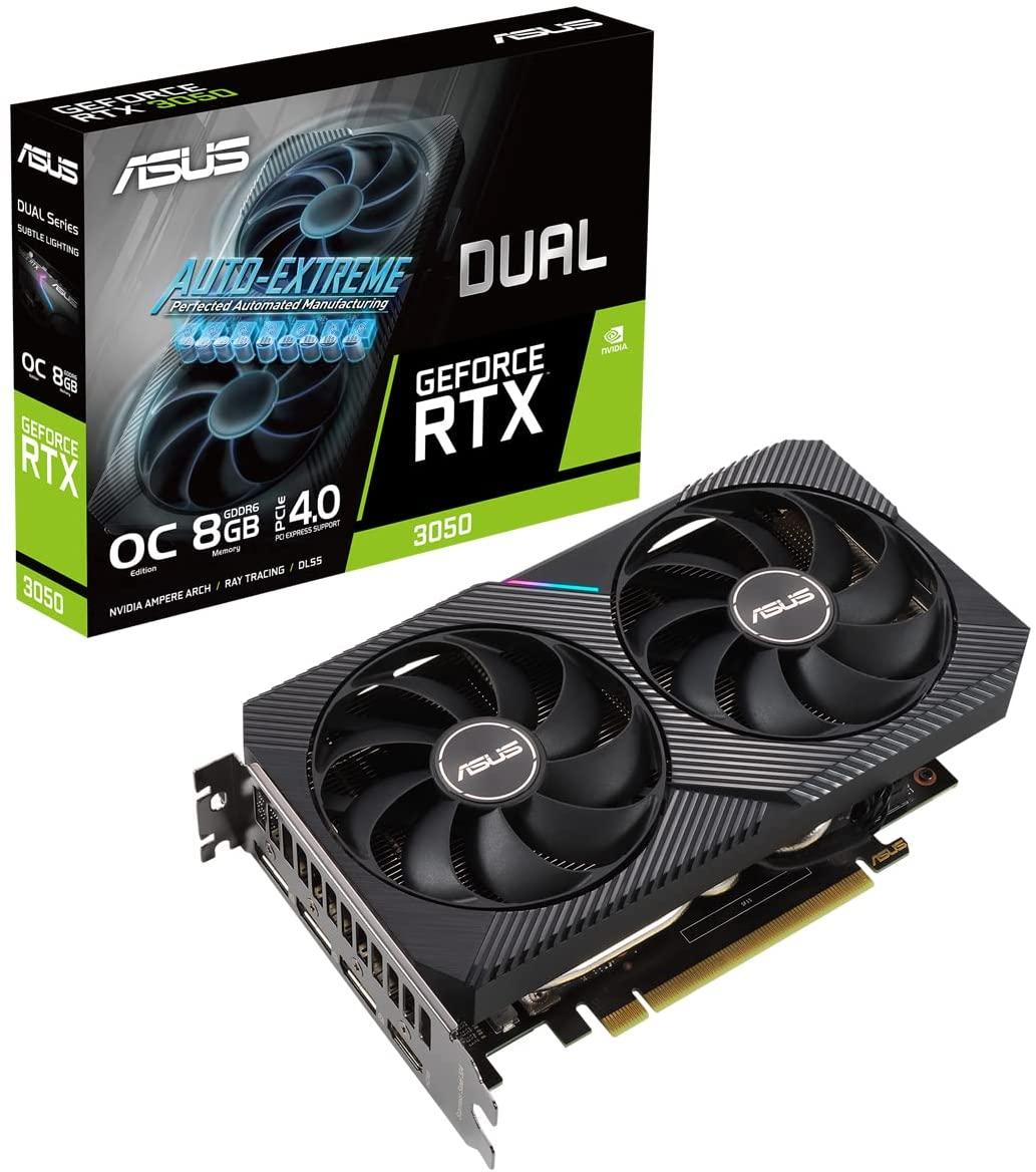 Видеокарта ASUS DUAL-RTX3050-O8G, 8Gb/128bit GDDR6, HDMI, 3xDP, HDCP, BOX