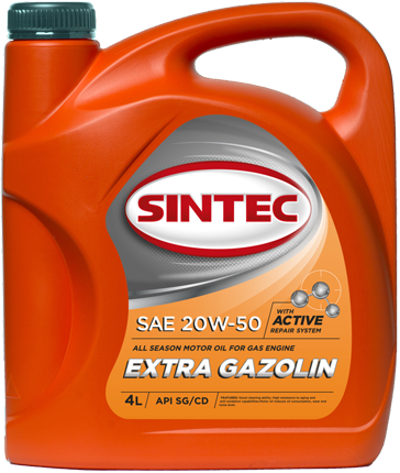 Масло моторное SINTEC Extra Gazolin SAE 20w50 API SG/CD (20л) - фото 2 - id-p100302808