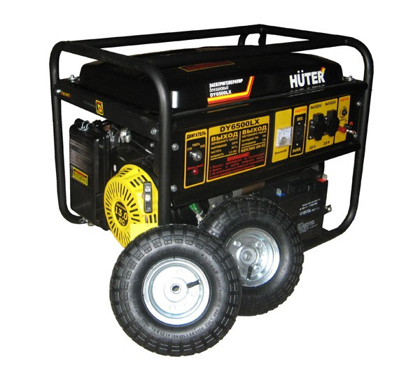 Бензиновый генератор HUTER DY6500LX 64/1/15 (5,5 кВт, 220 В, ручной/электро, бак 22 л, колеса) - фото 3 - id-p100309886