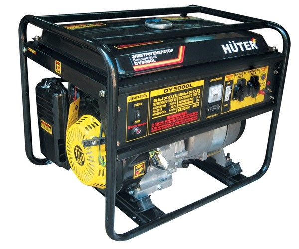Бензиновый генератор HUTER DY5000L 64/1/5 (4.5 кВт, 220 В, ручной старт, бак 22 л) - фото 1 - id-p100309888