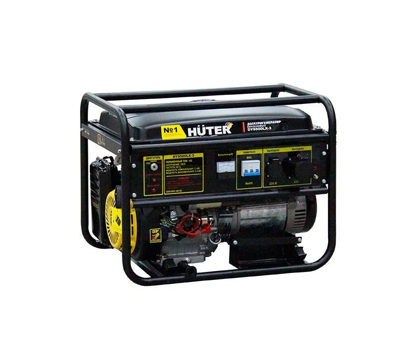 Электрогенератор HUTER DY 9500 LX-3 64/1/41 (7.5 кВт, 380 В, ручной/электро, бак 25 л)