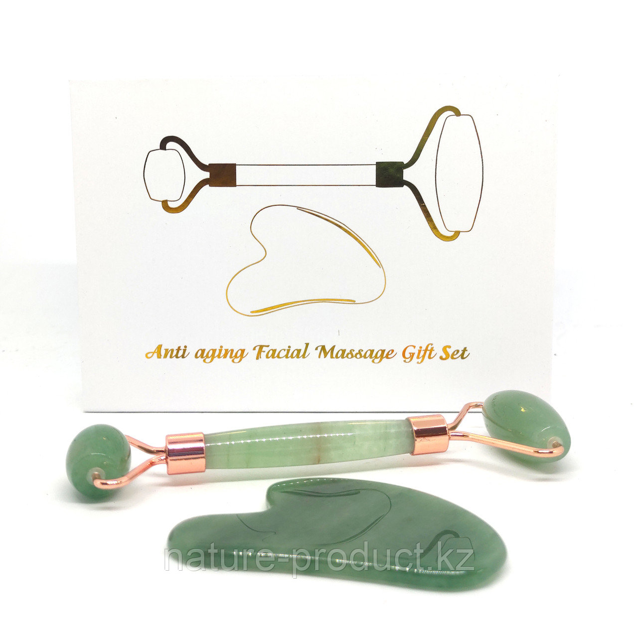Набор гуаша anti aging facial massage gift set авантюрин - фото 2 - id-p100321083