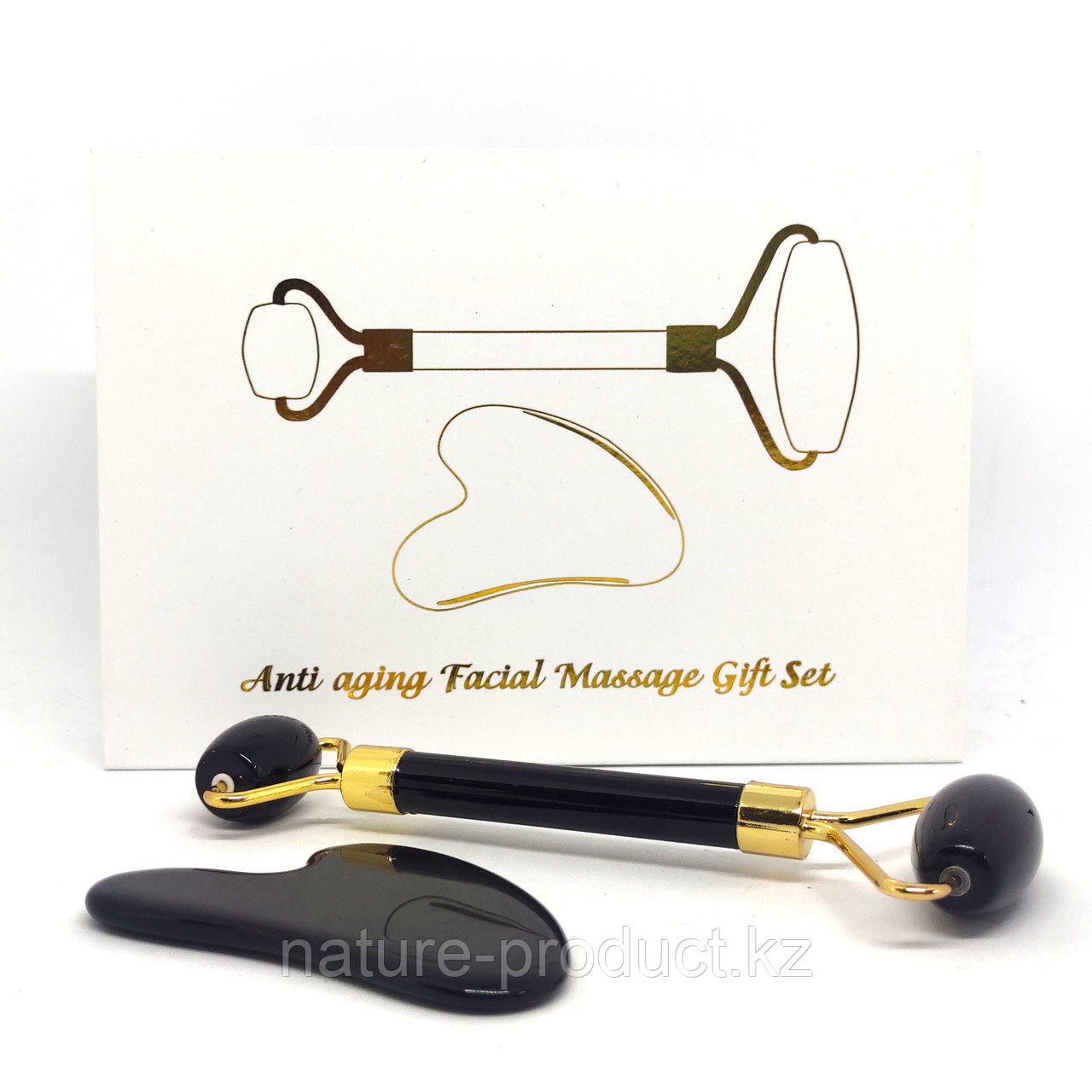 Набор гуаша Anti aging Facial Massage Gjift set черный Агат - фото 2 - id-p100321161