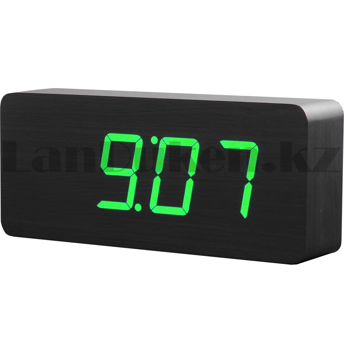 Настольные цифровые часы с будильником от сети и электрические с календарем под дерево черные 1259G - фото 8 - id-p100322289