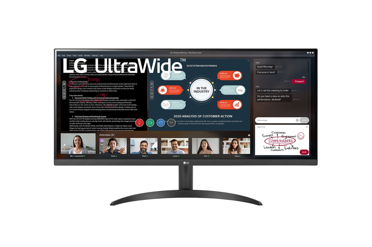 LG 34WP500-B Монитор LCD UltraWide 34'' [21:9] 2560х1080(UW-UXGA) IPS, nonGLARE, 250cd/m2, H178°/V178°