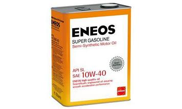 Моторное масло Eneos Super Gasoline 10w40 полусинтетическое, SL, ACEA A3, бензин, 4 литра