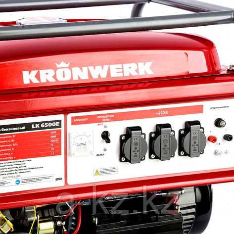Генератор бензиновый LK 6500E, 5.5 кВт, 230 В, бак 25 л, электростартер Kronwerk, фото 2