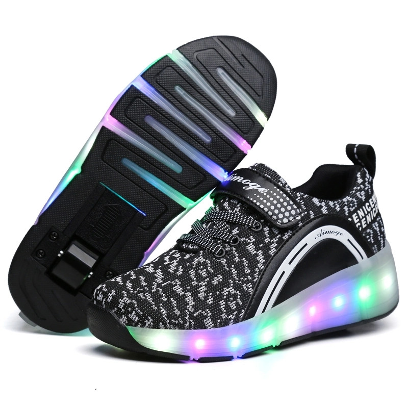 Роликовые кроссовки со светящейся подошвой размер ( с одним колесом) 32 размер - фото 1 - id-p100326808