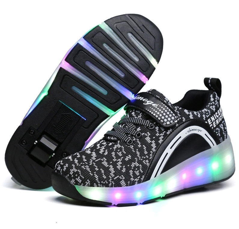Роликовые кроссовки со светящейся подошвой 29 размер ( с одним колесом) - фото 2 - id-p100326833