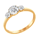 Кольцо из золочёного серебра с фианитами SOKOLOV позолота 89010079 размеры - 15,5 16 16,5 17 17,5 18, фото 2