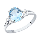 Кольцо из серебра с топазом и фианитами SOKOLOV покрыто  родием,  92011783 размеры - 17,5 19, фото 5