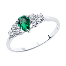 Кольцо из серебра с зелёным фианитом SOKOLOV покрыто  родием 94011292 размеры - 16,5 17,5, фото 6