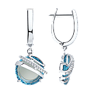 Серьги из серебра с голубыми ситаллами и фианитами SOKOLOV покрыто  родием, с английским замком 92022033, фото 3