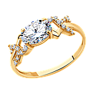Кольцо из золочёного серебра с фианитами SOKOLOV позолота 93010076 размеры - 16,5 17 17,5 18 18,5 19, фото 3