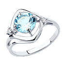 Кольцо из серебра с топазом и фианитами DIAMANT ( SOKOLOV ) 94-310-00603-1 покрыто  родием, фото 2