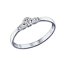 Помолвочное кольцо из серебра с фианитами SOKOLOV покрыто  родием 89010027 размеры - 15,5 18,5, фото 2