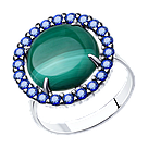 Кольцо из серебра с малахитом и фианитами DIAMANT ( SOKOLOV ) 94-310-00830-2 покрыто  родием, фото 6