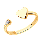 Кольцо из золочёного серебра с фианитом SOKOLOV позолота 93010863 размеры - 15 16 17 18, фото 6