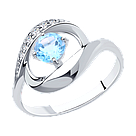 Кольцо из серебра с топазом и фианитами DIAMANT ( SOKOLOV ) 94-310-00695-1 покрыто  родием, фото 4