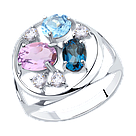 Кольцо из серебра с миксом камней DIAMANT ( SOKOLOV ) 94-310-00664-1 покрыто  родием, фото 4