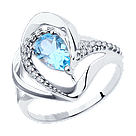 Кольцо из серебра с топазом и фианитами DIAMANT ( SOKOLOV ) 94-310-00630-1 покрыто  родием, фото 4