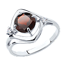 Кольцо из серебра с гранатом и фианитами DIAMANT ( SOKOLOV ) 94-310-00603-3 покрыто  родием, фото 2