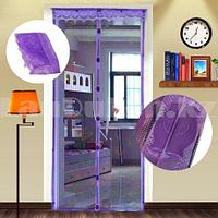 Магнитная противомоскитная сетка для окон и дверей с декоративной накладкой 100 * 220 см (фиолетовая)