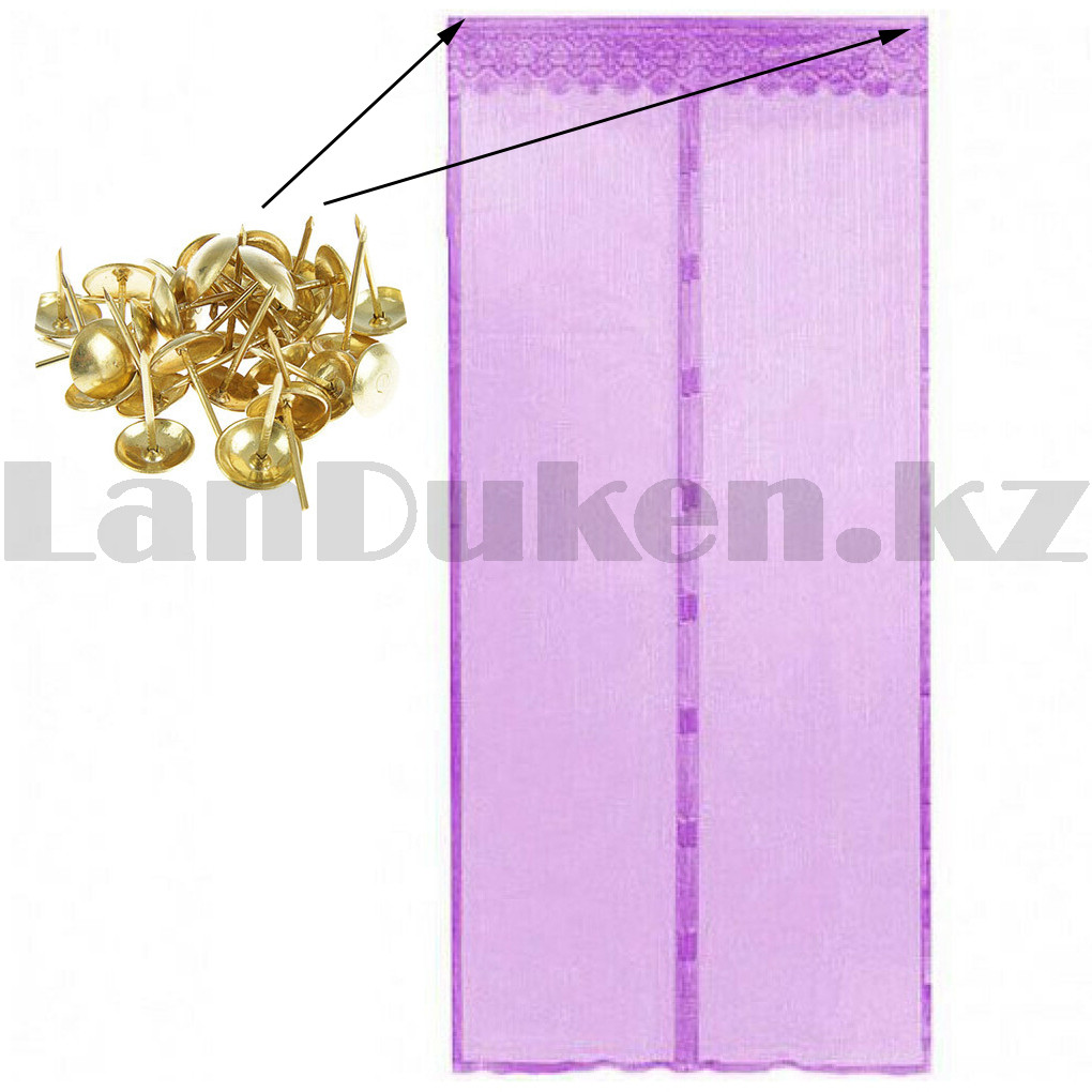 Магнитная противомоскитная сетка для окон и дверей с декоративной накладкой 100 * 220 см (фиолетовая) - фото 4 - id-p45790077