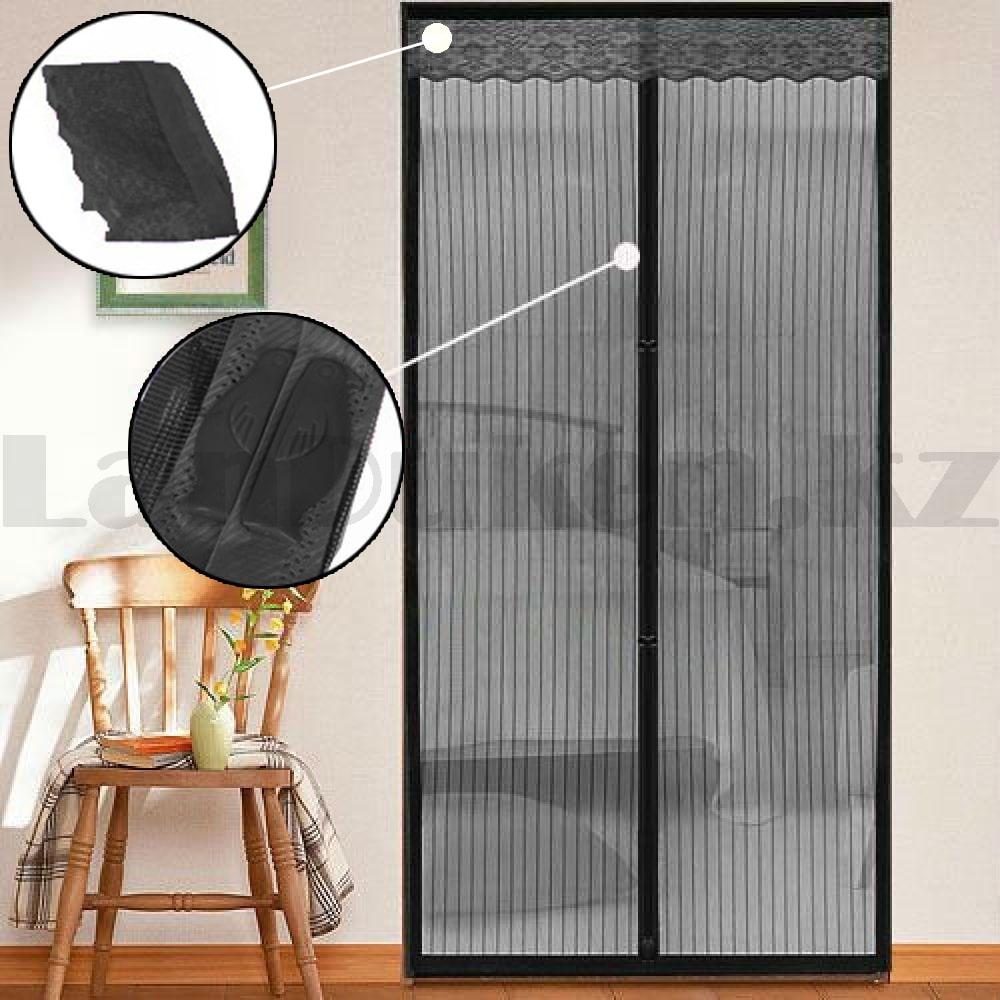 Магнитная противомоскитная сетка для окон и дверей с декоративной накладкой 100 * 220 см (черная), фото 1