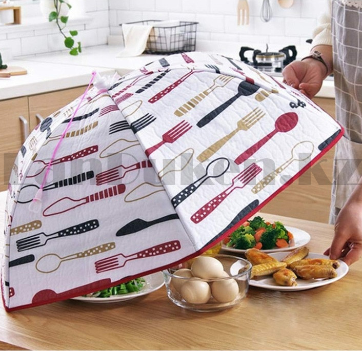 Крышка для еды теплоизоляционный из алюминиевой фольги водонепроницаемый складной зонт 70 на 22 см красная - фото 1 - id-p100356766