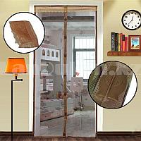 Магнитная противомоскитная сетка для окон и дверей с декоративной накладкой 100 * 220 см (коричневая)