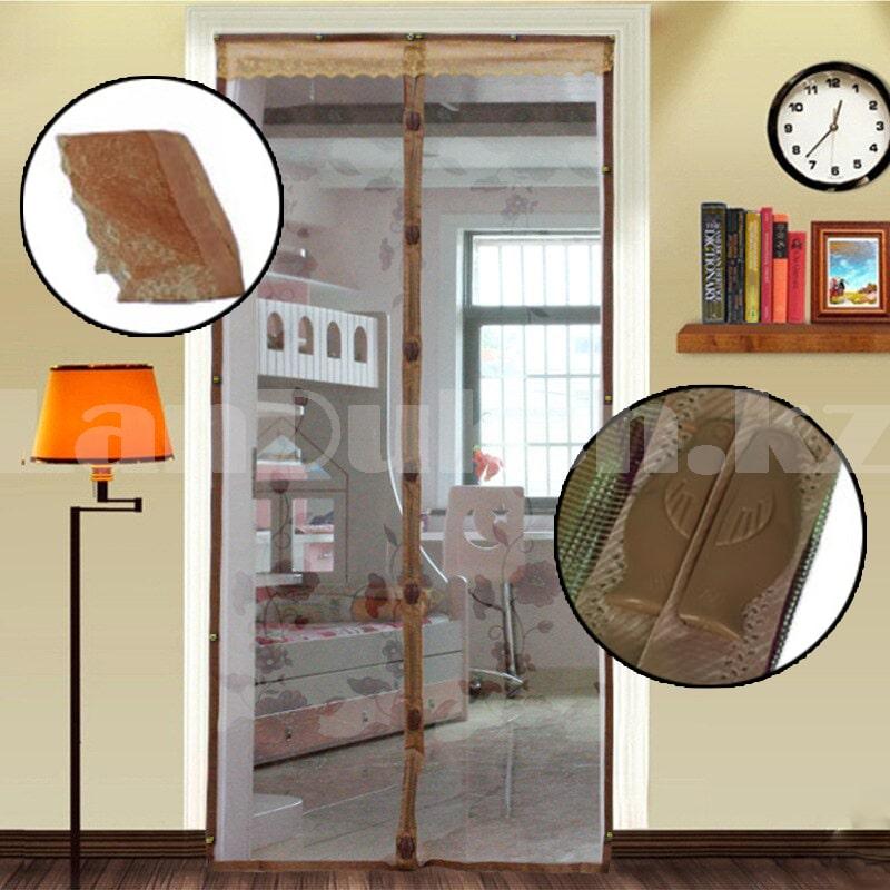 Магнитная противомоскитная сетка для окон и дверей с декоративной накладкой 100 * 220 см (коричневая), фото 1