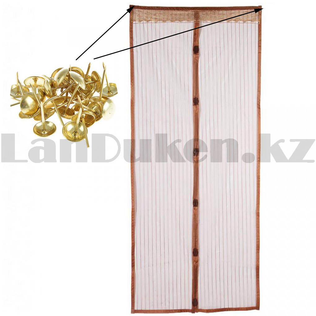 Магнитная противомоскитная сетка для окон и дверей с декоративной накладкой 100 * 220 см (коричневая) - фото 4 - id-p35150860
