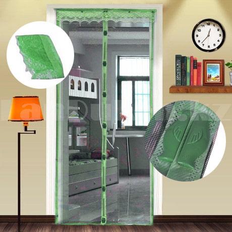 Магнитная противомоскитная сетка для окон и дверей с декоративной накладкой 100 * 220 см (зеленая)