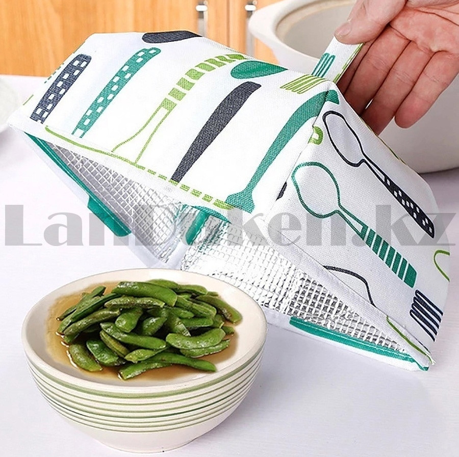 Крышка для еды теплоизоляционный из алюминиевой фольги водонепроницаемый складной 20 на 20 см зеленый - фото 10 - id-p100356839