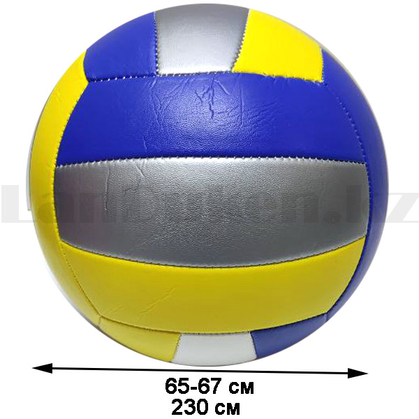 Мяч волейбольный Mibalon окружность 65 см синий желтый серебристый 25619 - фото 2 - id-p100360157
