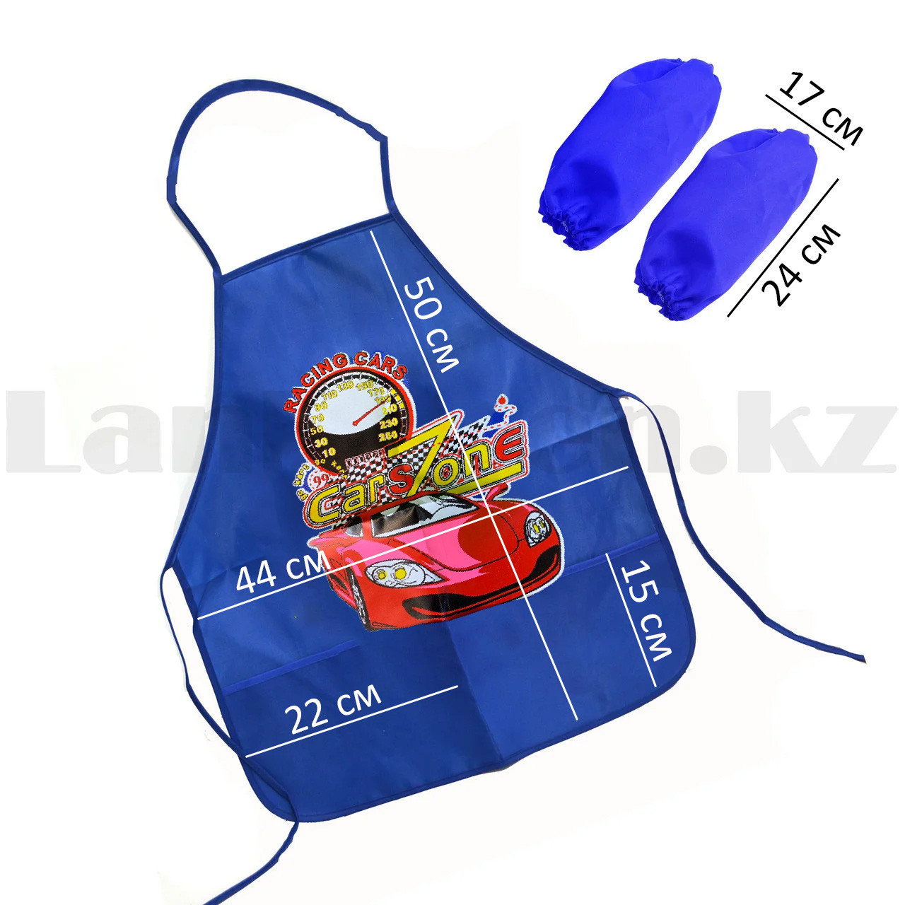 Детский фартук для творчества с манжетами с передними карманами Cars zone синий - фото 2 - id-p100360228