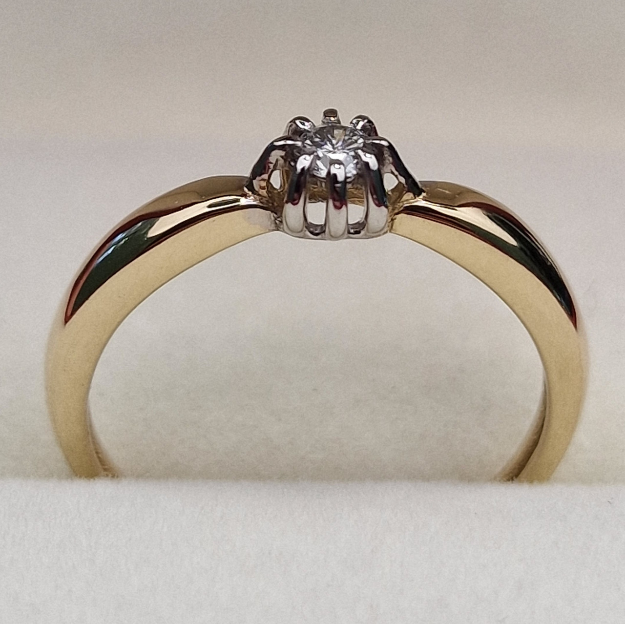 Золотое кольцо с бриллиантом 0.076Сt SI1/H, VG - Cut - фото 6 - id-p100358756