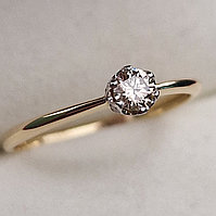 Золотое кольцо с бриллиантом 0.254Сt VS1/L, VG - Cut, фото 1