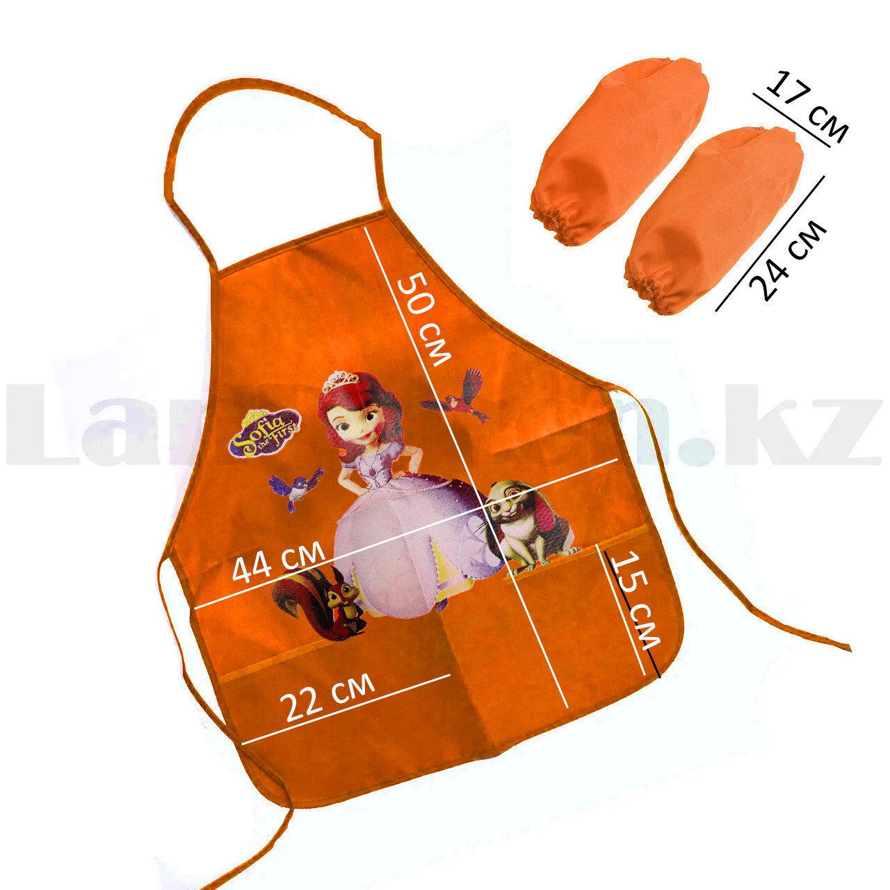 Детский фартук для творчества с манжетами с передними карманами Принцесса София оранжевый - фото 2 - id-p100361374