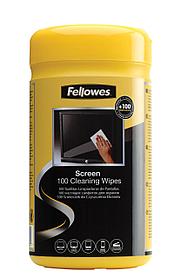 Салфетки для экранов Fellowes®, дерматологически безопасные, 100 шт. в тубе, UK