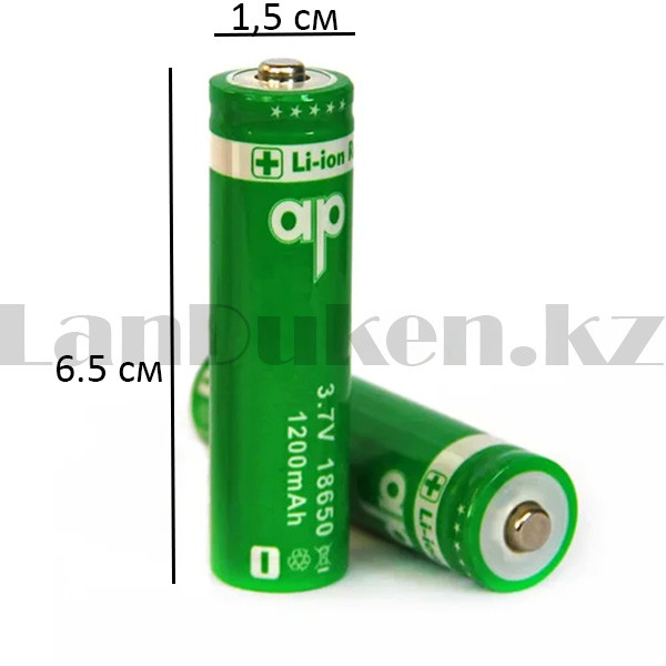 Батарейка аккумуляторная перезаряжающая Li-ion 3.7V / 1200 mAh модель В 18650 2 шт. - фото 2 - id-p100368341