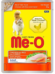 Me-O 80г курица с рисом и морковью Пауч для кошек влажный корм