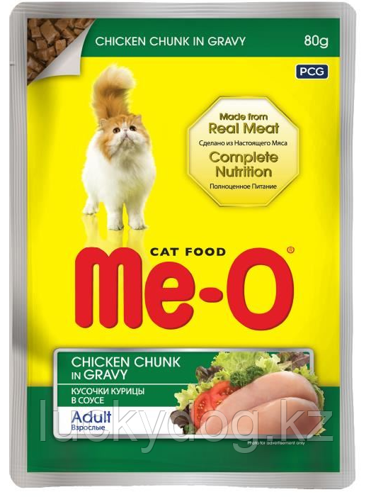 Me-O 80г Кусочки курицы в соусе Пауч для кошек влажный корм