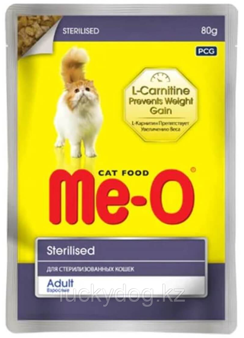 Me-O 80г Кусочки курицы в желе Пауч для стерилизованных кошек влажный корм - фото 1 - id-p100368484