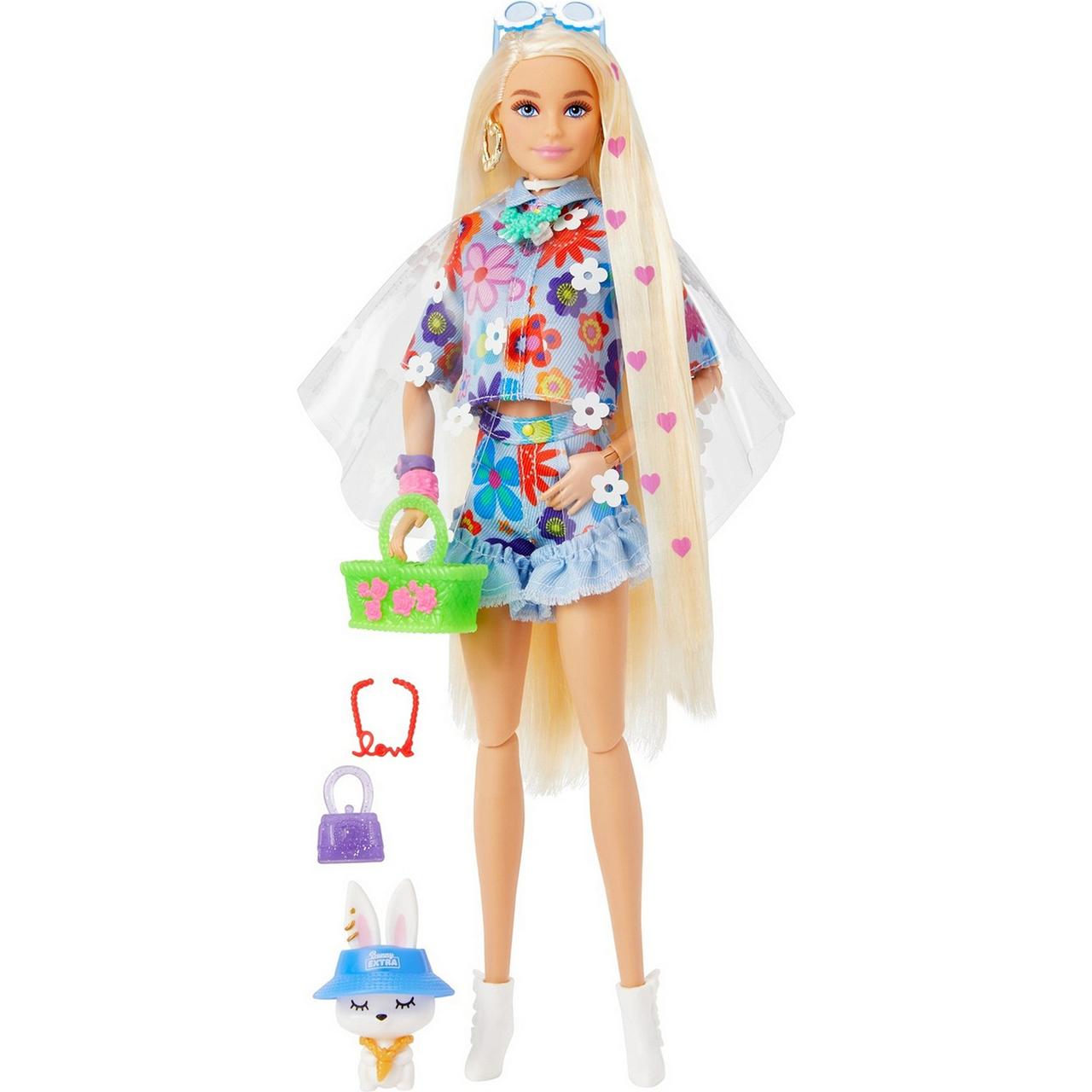 Barbie Экстра Модная Кукла Барби в одежде с цветочным принтом - фото 1 - id-p100370718