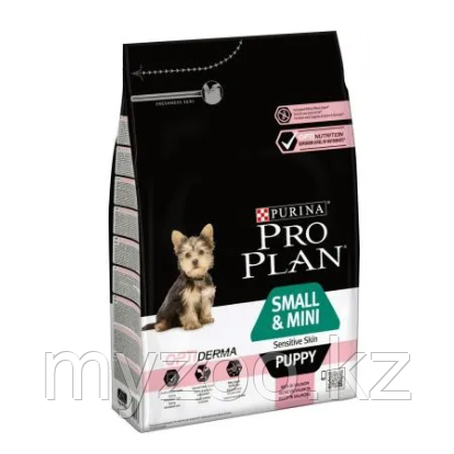 Pro Plan SMALL&MINI PUPPY для щенков мелких пород с чувствительной кожей с лососем, 3кг - фото 1 - id-p100385333